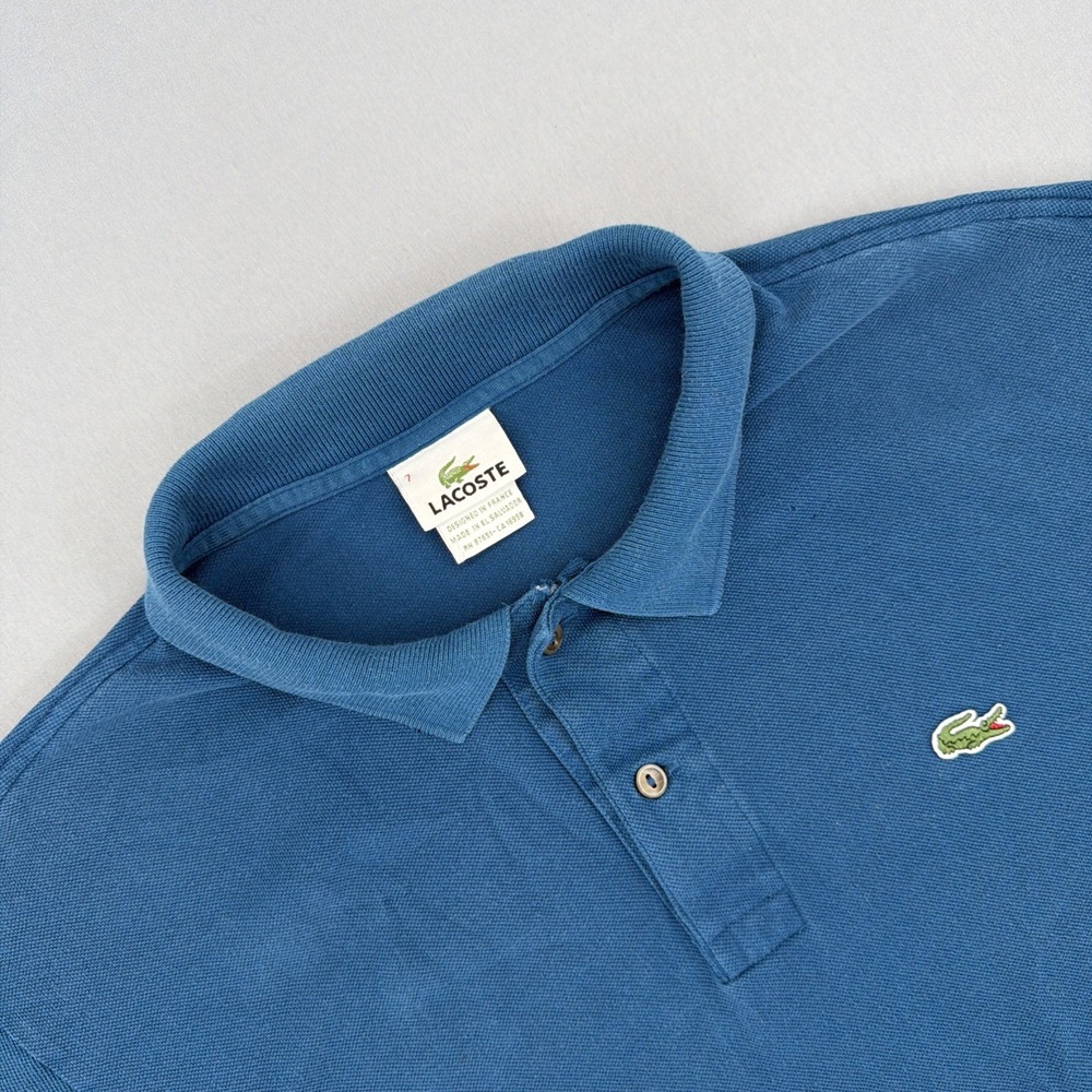 Vintage 90s French Lacoste Vintage Polo Shirt Mens Size 7 Blue Cotton Short S